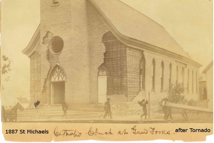 Tornado Damaged St Michael's Catholic Church 1887